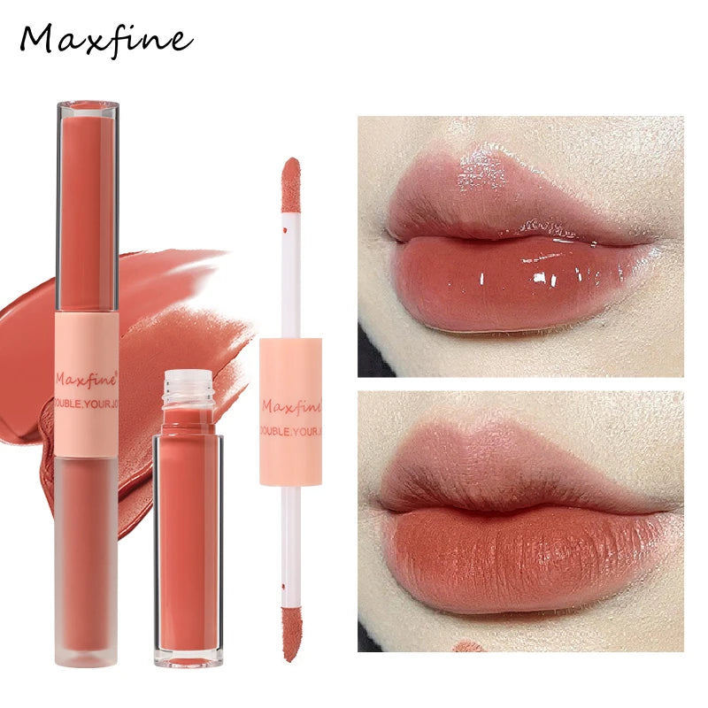Double-Ended Lip Glaze Gloss And Matte Long-Wear Color