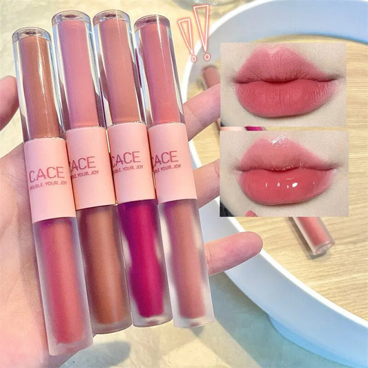 Double-Ended Lip Glaze Gloss And Matte Long-Wear Color