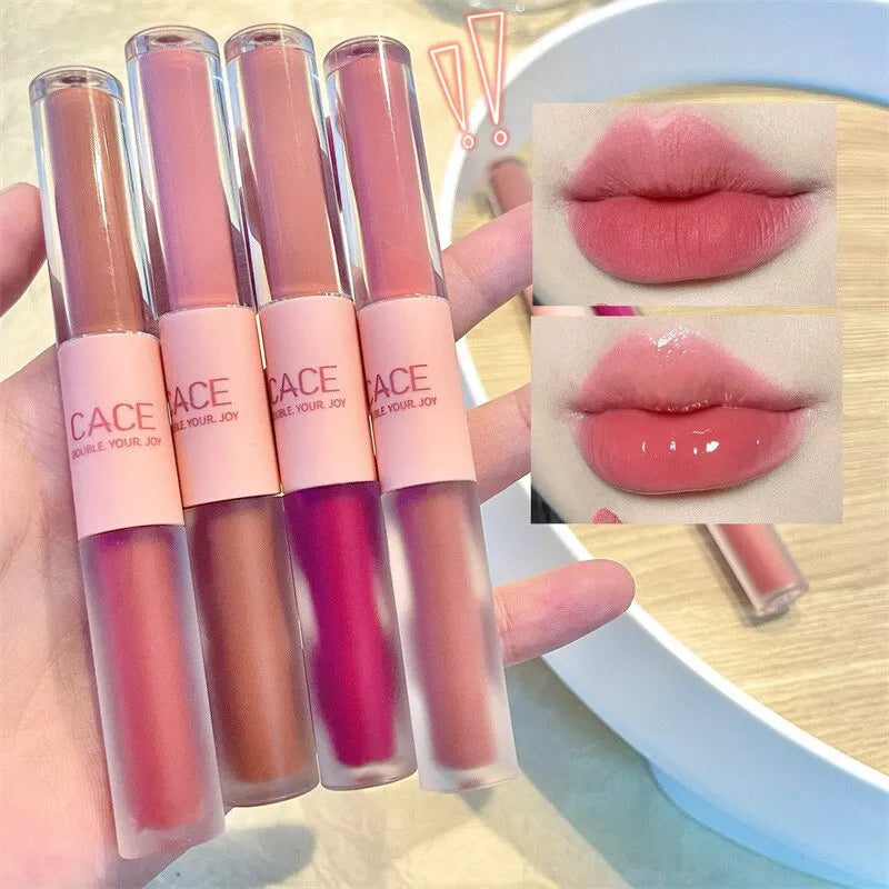 Double-Ended Lip Glaze Gloss And Matte Long-Wear Color
