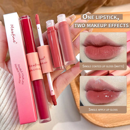Double-Ended Lip Glaze Gloss And Matte Long-Wear Color