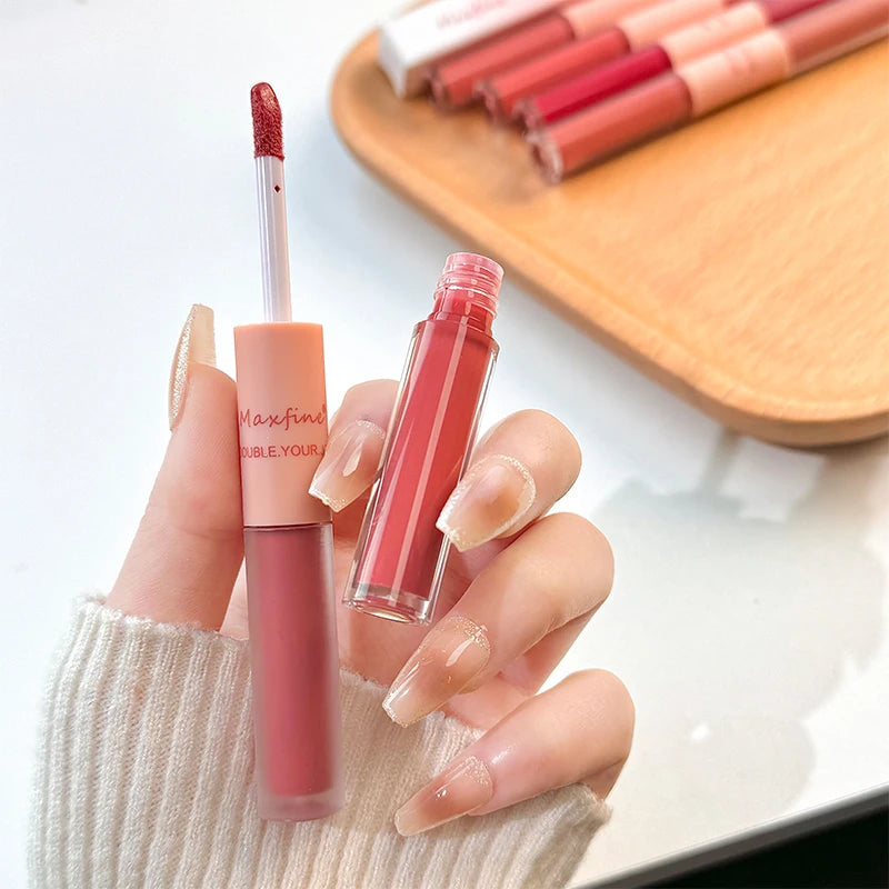 Double-Ended Lip Glaze Gloss And Matte Long-Wear Color